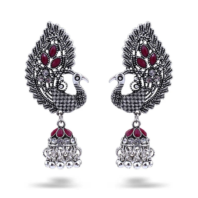 Boho Vintage Tribal Beaded Rhinestone Cat Eye Stone Dangle Drop Earrings Jewelry