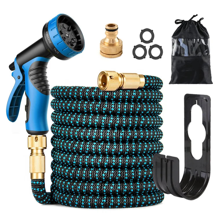 Garden Irrigation Tool 25FT 3 Times Retractable Hose Garden Hose Spray High Pressure Water Gun