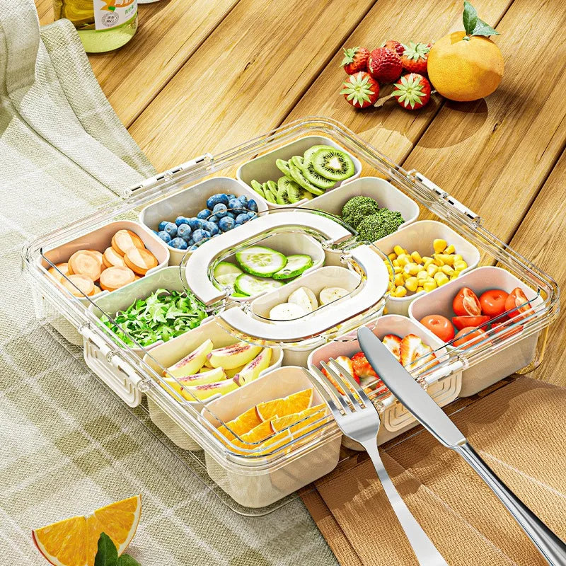 Portable Food-Grade Plastic Salad Crisper Kitchen Sealed Transparent Bento Box 12 Styles Ingredients Sub-Format Storage Bin