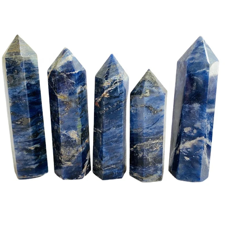 Wholesale Natural Crystal Point Wand Blue Sodalite Tower for Healing