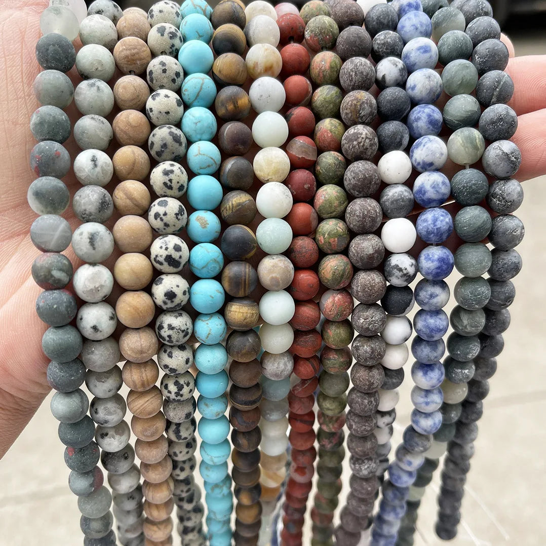 Good Quality Wholesale 4/6/8/10/12MM Round Smooth Matte Amazonite Gemstone Natural Stone Beads for Jewelry Making