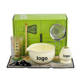 7 Pieces Matcha Tea Set Bamboo 100 Prong Chasen Easy to Clean Bowl Ceramic Tea Powder Pot and Whisk Holder Complete Matcha Tools