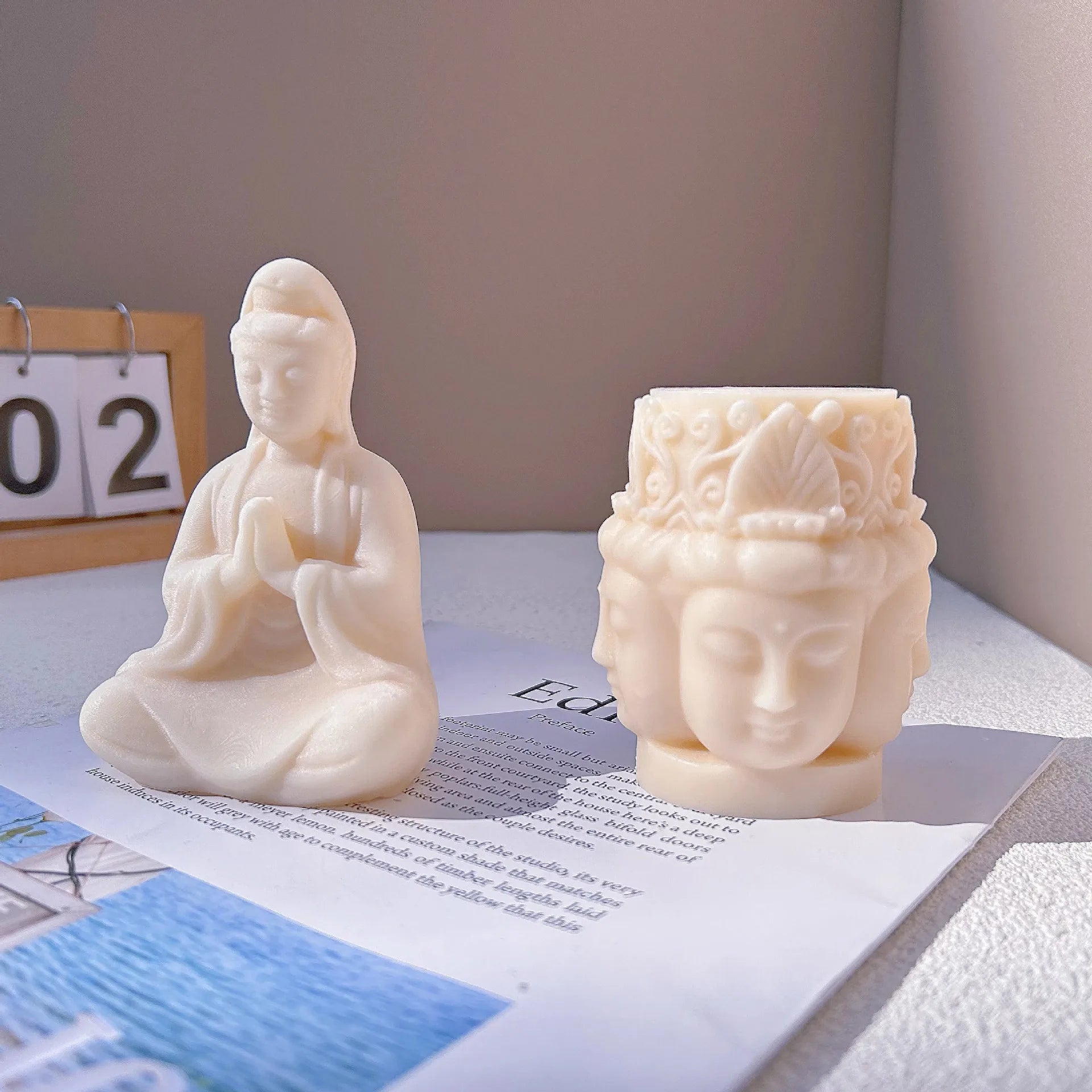 Guanyin Buddha Candle Silicone Mold Four Sided Buddha Silicone Mold Cake Chocolate Baking Tool