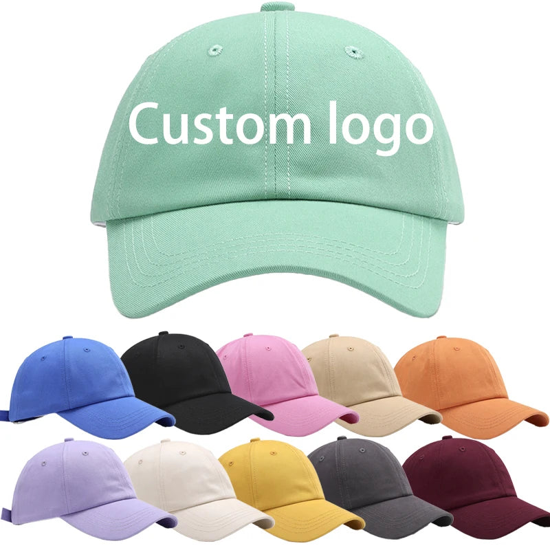 Custom Embroidery Logo Classic Solid Color Blank Plain 6 Panels Hats Cotton Curved Brim Sport Baseball Cap