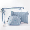 Maleta De Maquillaje Three Piece Travel Ladies Transparent Clear Zipper Makeup Storage Bag Set Toiletry Pouch Pvc Cosmetic Bag