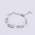Custom Simple Hip Hop Stainless Steel Cross Lock Single Layer Bracelet Freshwater Pearl Bracelet