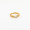 High End 18K Plain Gold Zirconia Heart Narrow Croissant Rings Stainless Steel Trendy Simple Gold Plated Jewelry