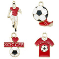 Enamel Football with Shoes Charms Sports Black White Football Soccer Ball Red Shoes Charms for Jewelry Crafting and Supplies