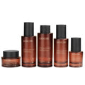 Amber Frosted Glass Bottle Cosmetic Set Packaging High Quality 30g 50g Glass Cream Container Packaging Skin Care Set