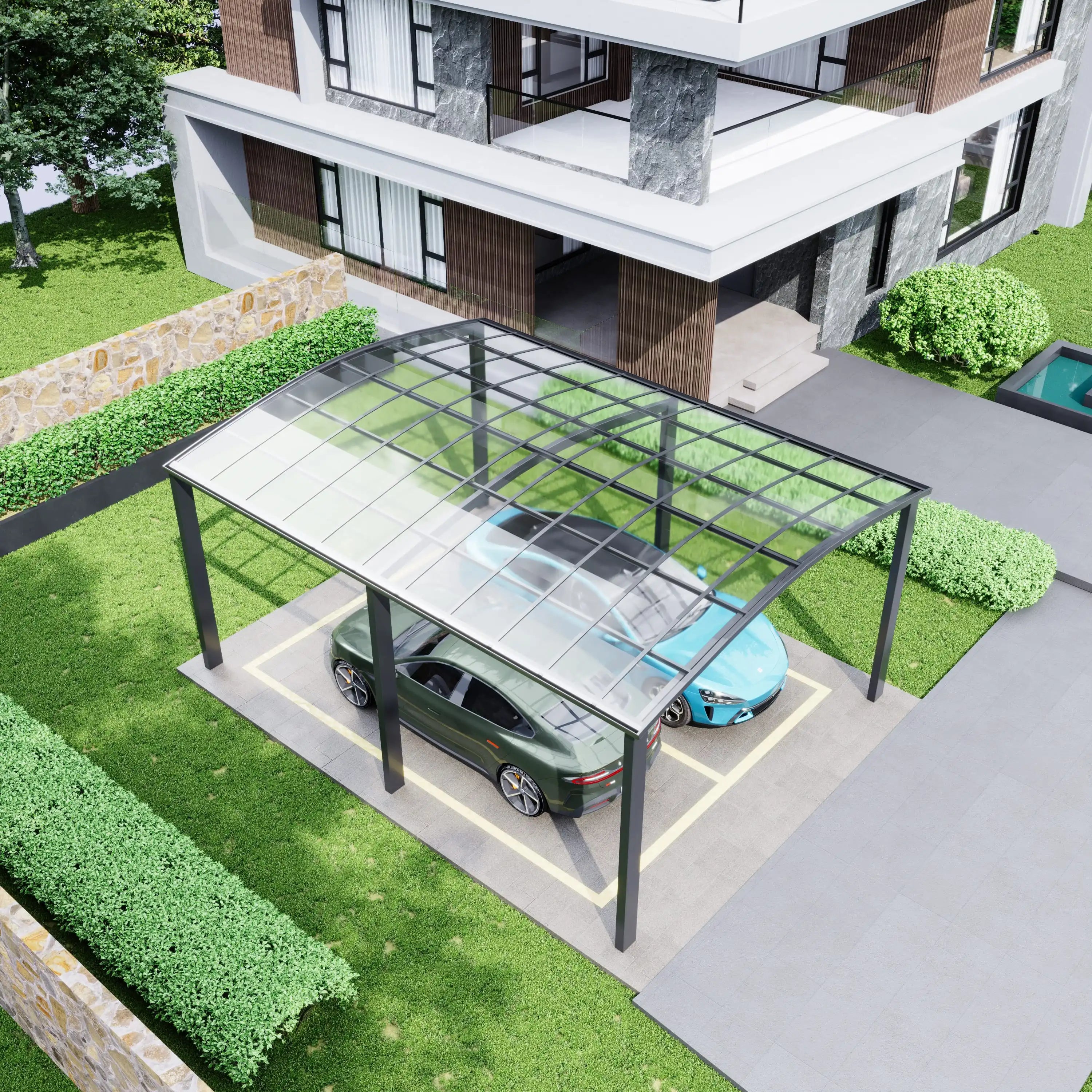 Cantilever Carport Kits Modern Garages Canopies & Carports Powder Coated Polycarbonate Carport Metal Designs Aluminum