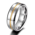 OAHLAN Wholesale Fashion Jewelry 8mm Wedding Band Customized High Polished Gold Inlay Tungsten Carbide Ring for Men Engagement