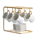 European Style White Afternoon Coffee Cups Porcelain Tea Cup Sets with Gold Stand