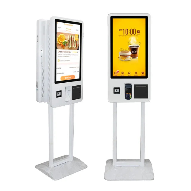 Restaurant 32 Inch Double-sided Win 10  PCAP Touch Screen Payment Kiosk With Wifi Thermal Printer QR NFC Card Reader and POS