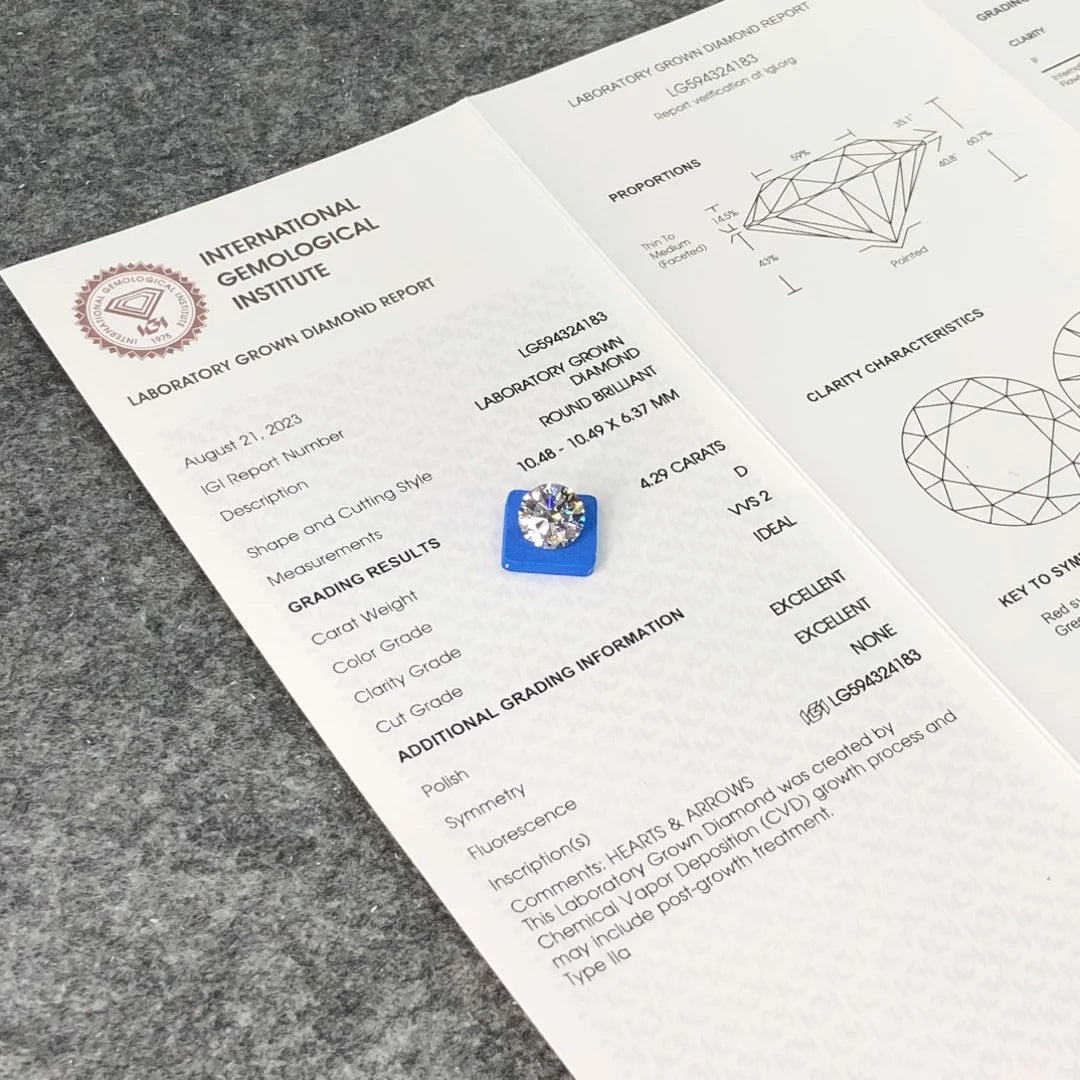 IGI  Certified 4.29ct  D VVS2 Wholesale Lab Created Diamond CVD Lab Grown Diamond