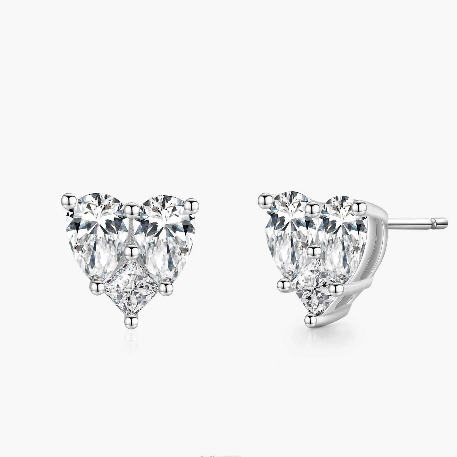 Ailmay 100% 925 Sterling Silver Luxury Elegant Love Heart Shape Stud Earrings for Women Cubic Zirconia Fashion Party Jewelry