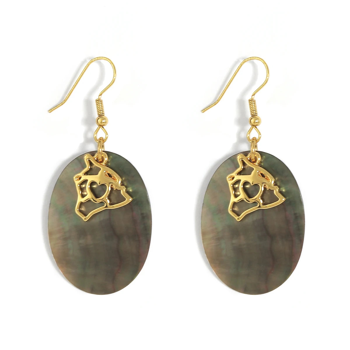 Wholesale 14k Gold Alloy Island Map Shape Pendant Tonga Hawaiian Mop Designer Earrings Custom Jewelry