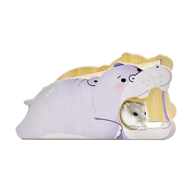 Original Design of the Newest Natural Solid Wood Animal-shaped Hamster Hideout