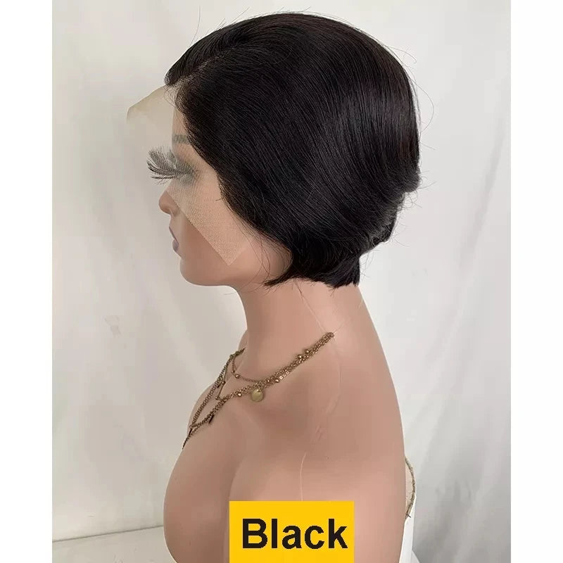 Wholesale Peruvian Pixie 13x4 Transparent Lace Short Orange Cut Human Hair Wigs for Black Women