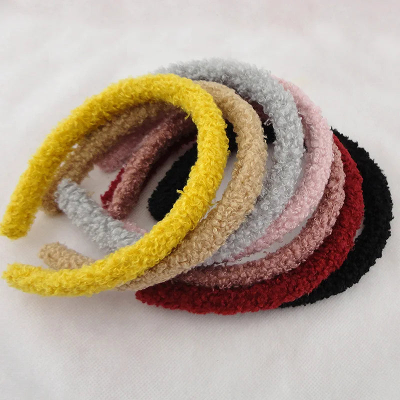 15mm Teddy Cashmere Covered Plastic Hair Headbands Plush Velvet Hairbands for DIY Holiday Hair Hoops