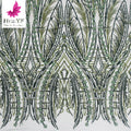 2022 High Quality Handmade Green Beads Lace Embroidery With Beaded Fringe Sequins Fabric  HY2047
