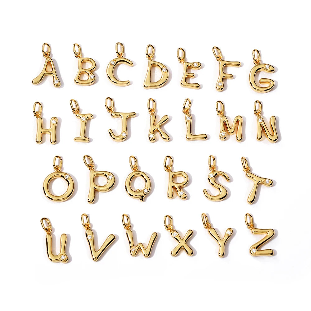 Women's Genuine 18K Plated 26 Capital Letter Pendant Stainless Steel Link Chain Clear Zircon Handwriting Font Initial Necklaces