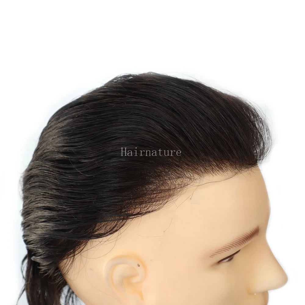 Invisible Human Hair Super Thin Skin Base Hand Tied Hair Piece Toupee for Men