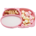 Baby Silicone Plate Feeding Set With Cutlery Kit Cute Cow Shape Bebe Plato With Suction Bottom