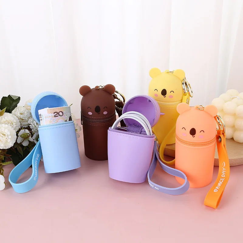 Stand up Stationery Pencil Case for School Pen Bags Zipper Silicone Pencil Pouch Suction Pen Holder Reusable Pencil Holder