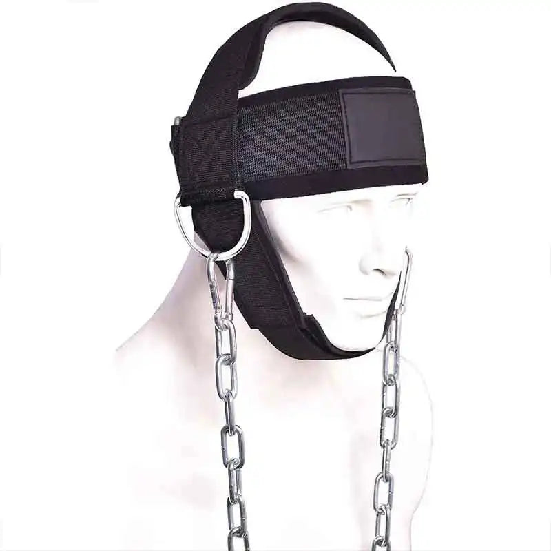 Weight Lifting Neck Training Exercise Gear with Chain Belt Fitness Equipment Head Strap Hook & Loop Tapes