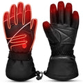 Men Leather Ski Gloves Waterproof Heated Gloves 7.4v Electric Rechargeable Heated Ski Gloves for Skiing Snowboarding