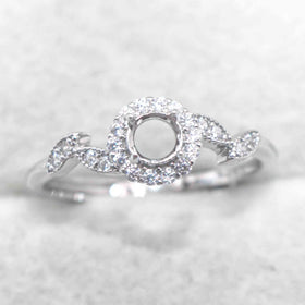 Sterling Silver 4*4mm Semi Mount Ring Empty Frame Blank Support Claw Setting S925 Base Holder Without Center Stone for DIY Inlay