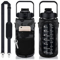 Hotsale 2L Half Gallon Frosted Gradient Color BPA Free Plastic Motivational Water Bottle With Time Marker Storage Sleeve