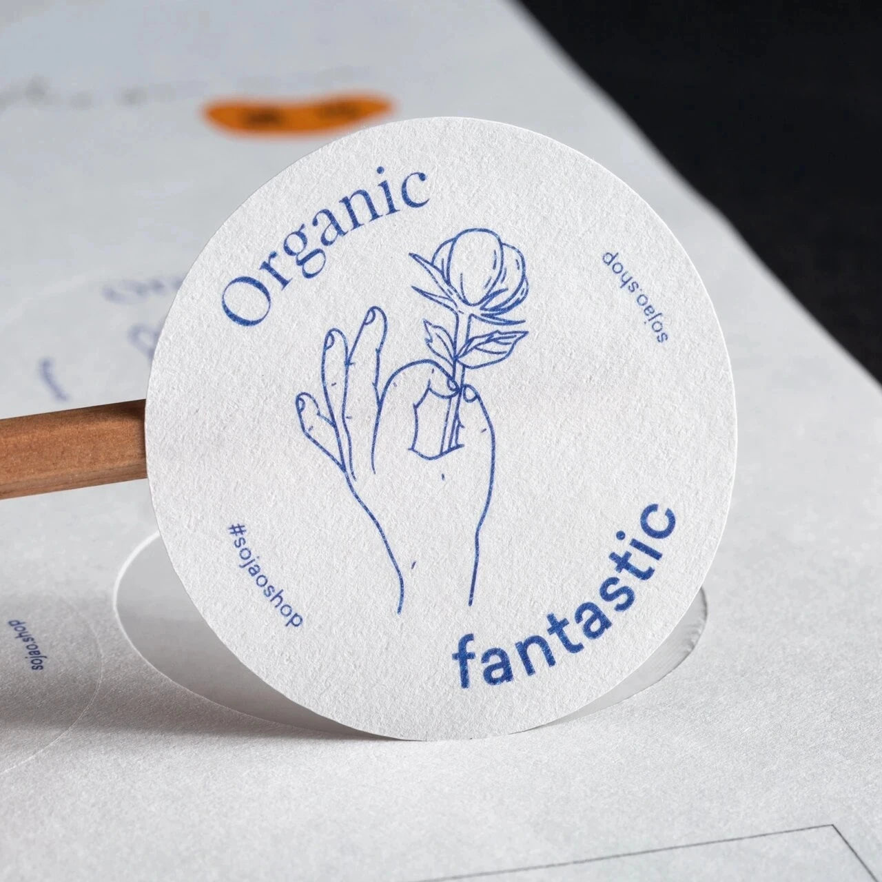 Minimalist White Eco Kraft Paper Stickers Self-Adhesive High-Definition 1-Color Print Embossed Raised Effect Garments