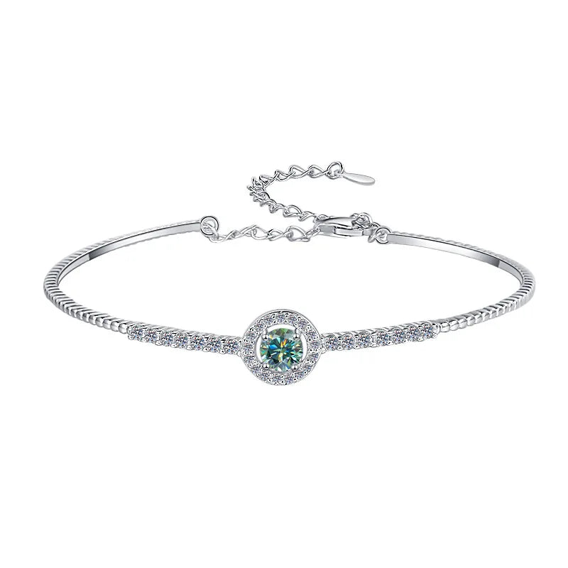 Luxury Women S925 Silver Moissanite Diamond Bracelet Gra VVS1 D Color 1Ct Carats 6.5Mm Round Shape for Ladies Engagement