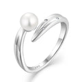 QX Minimalist Luxury Fashion Fine Jewelry 925 Silver Zircon Pearl Ring for Women Valentine's Mother's Day Wedding Band Gift