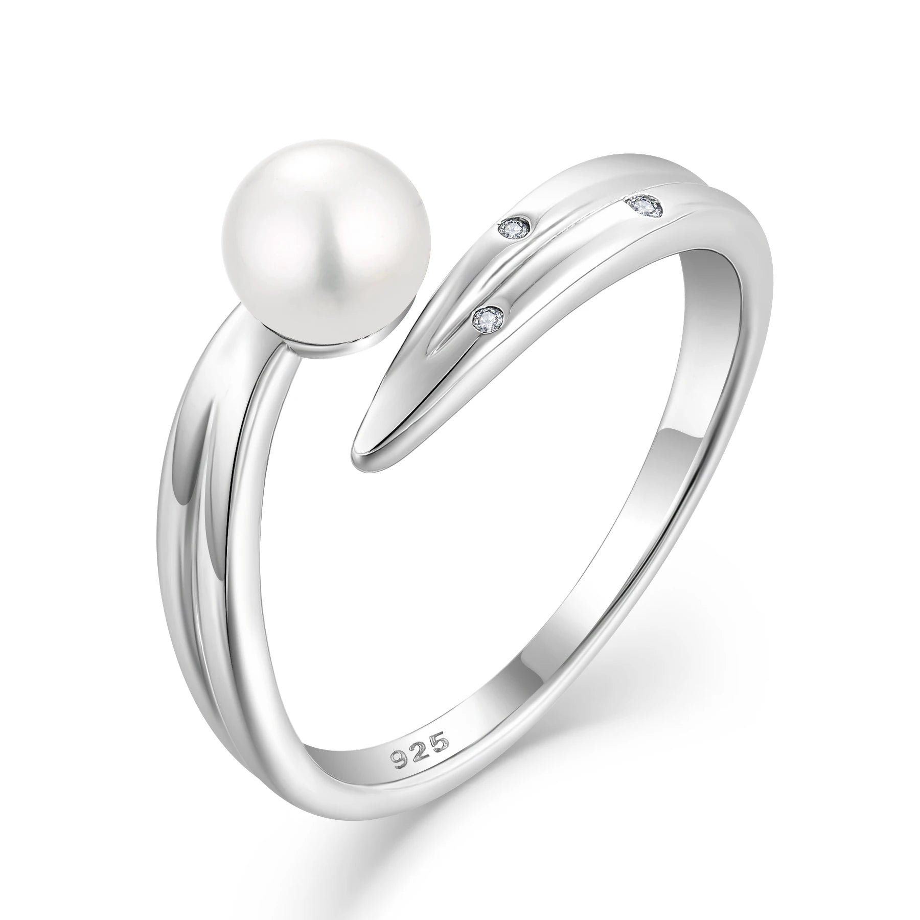 QX Minimalist Luxury Fashion Fine Jewelry 925 Silver Zircon Pearl Ring for Women Valentine's Mother's Day Wedding Band Gift