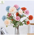 6 Heads Dahlia Flower Artificial Wedding Flowers Dahlias Center Piece Table Decorations Autumn Mixed Table Red Dahlia Flower