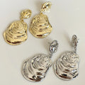 2024 New Arrival Fashion Jewelry Minimalist Metal Texture Water Wave Gold Drop Earring Hammered Shell Dangle Earrings for Women