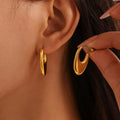 New Arrival 18K Gold Plated Non Fade CC-shaped Stainless Steel Chunky Hoop Earrings for Women