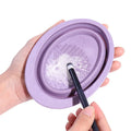 Silicone Folding Bowl Makeup Brush Cleaner Oval Powder Puff Clean Scrubber Mat Various Colors for Convenient Makeup Cleaning