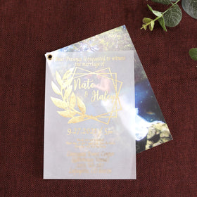 Custom Printed Modern Elegant Music Style Vellum Paper Gold Foil Save Date Card Wedding Paper Invitation Set