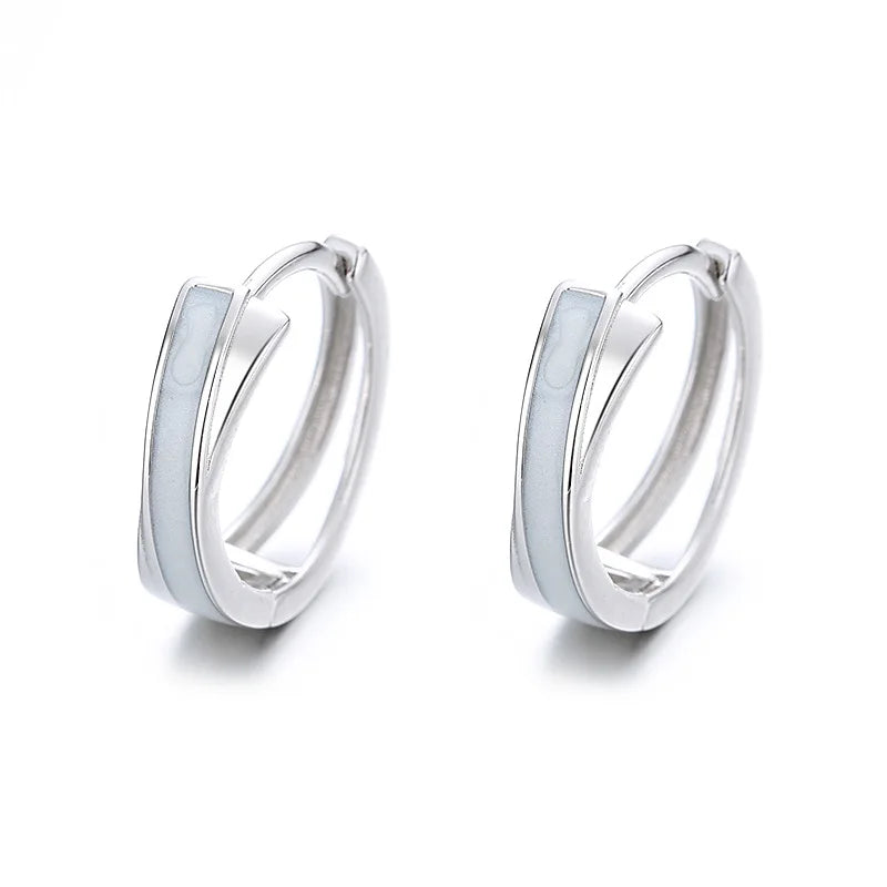 Fashion Jewelry 925 Sterling Silver Enamel Earring Cross Oil Drop Dripping Enamel Gold Plated Hoop Earrings for Women
