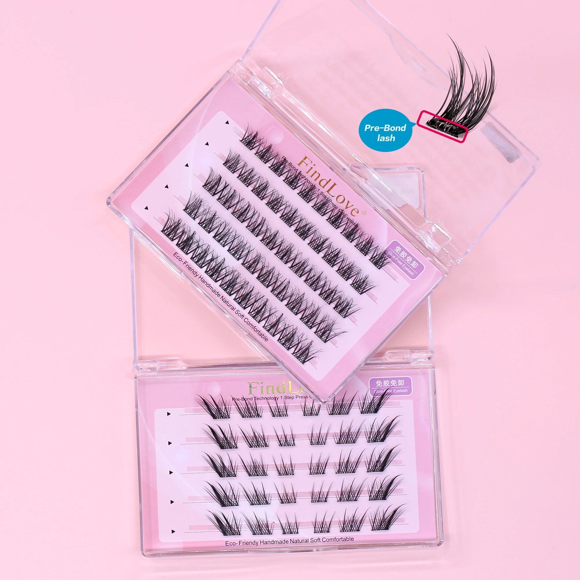 Oem Odm New Style Reusable No Glue Self Adhesive Lashes Clusters Natural Segment Hand Made Individual Eyelashes