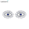 LUOTEEMI Evil Eyes Earrings T Shape CZ Stud Diamond Stud Earrings Women Diamond CZ Earring