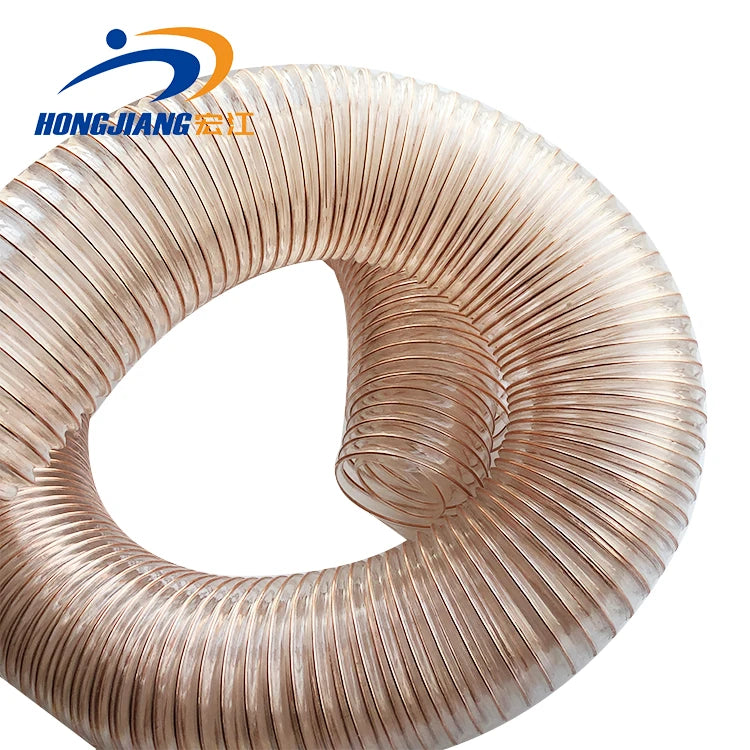 Copper Wire Reinforced Helix Transparent Air Vent Tubes 50-300mm Clear PU Flexible Duct Hose Plastic Air Vent Pip 75 150 200