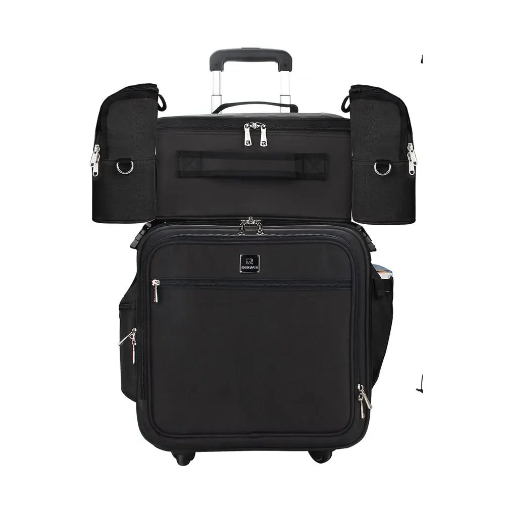 For Relavel Professional 8-in-1 Rolling Makeup Case Nylon Cosmetic Bag with Detachable Feature Zipper Closure Convenient Wheels