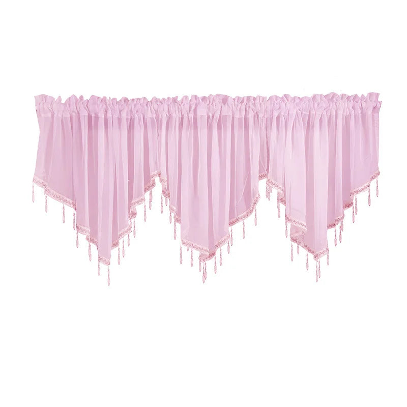 Wholesale Custom Size Beaded Sheer Net Voile Valance Swag Curtains for Decor Modern Style Flame Retardant