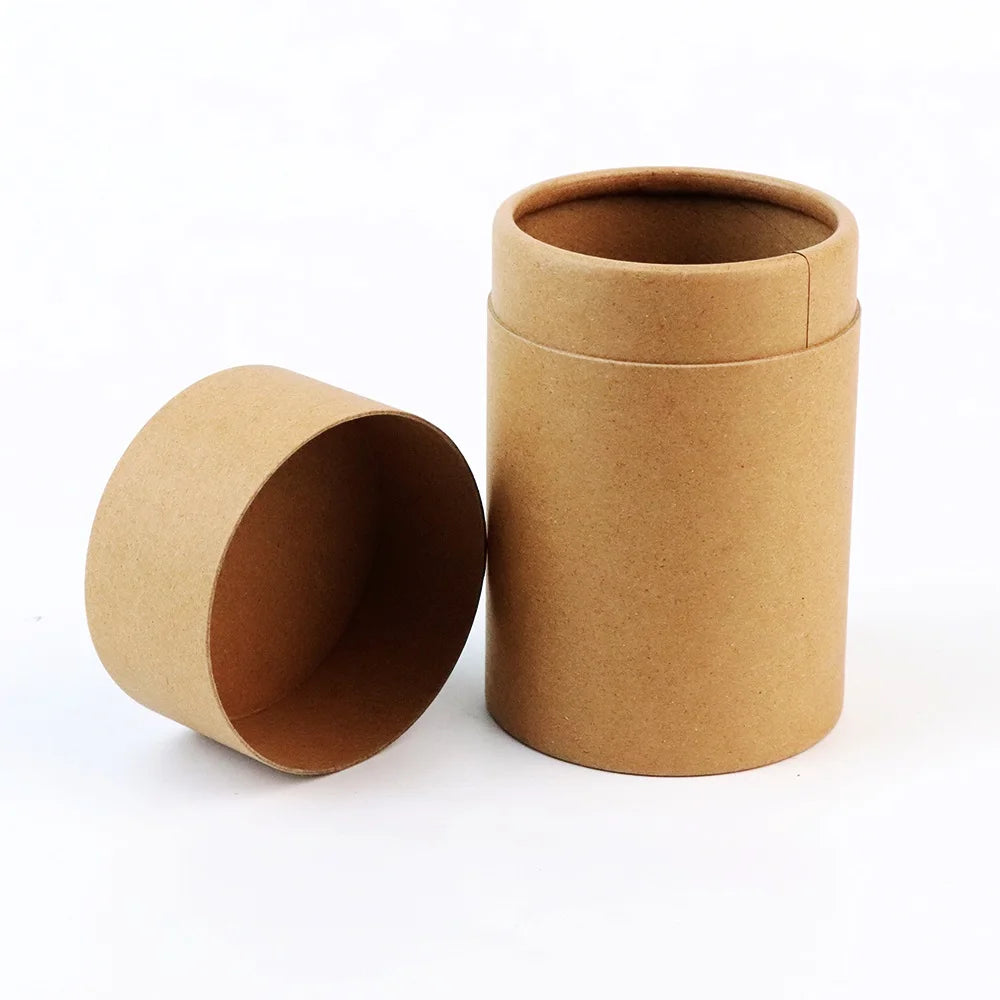 Custom Brown Kraft Coffee Round Paper Tube Can Cylinder Cardboard Cosmetic Gift Paper Tubes Box Packaging