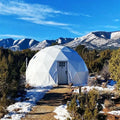 Winter Glamping Resort Geodesic Igloo Dome Tent Prefab Home With Stove