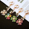 Fashion Flowers Bling Crystal Key Chain Women Rhinestone Pearl Keychain Cute Lucky Grass Key Ring